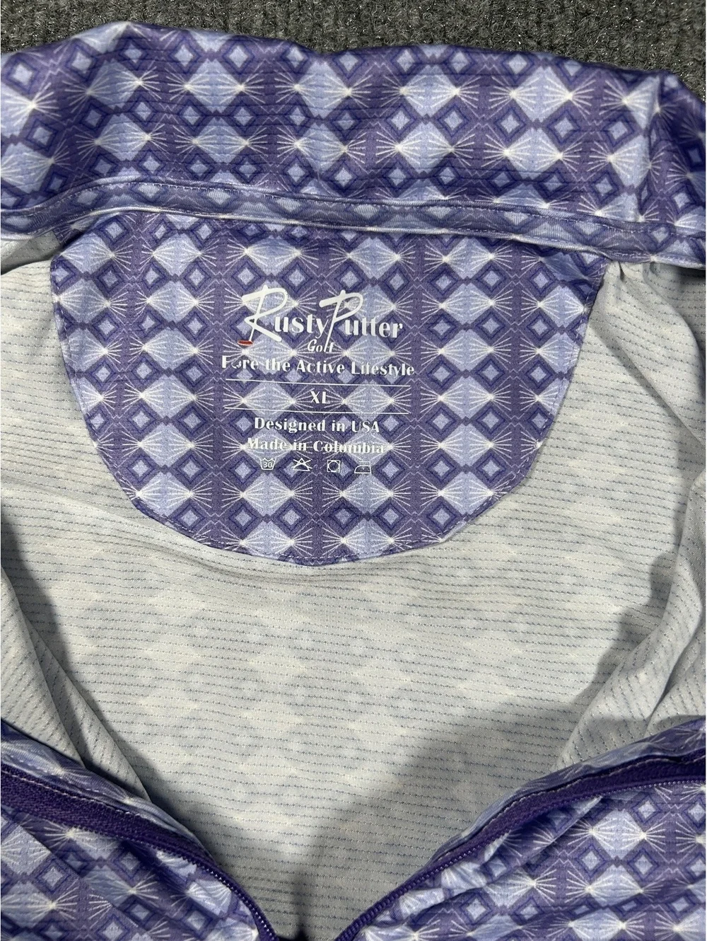Rusty Putter Purple Patterned Golf Polo Shirt XL
